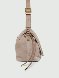 Borsa in pelle scamosciata con coulisse - TORTORA