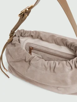 Borsa in pelle scamosciata con coulisse - TORTORA