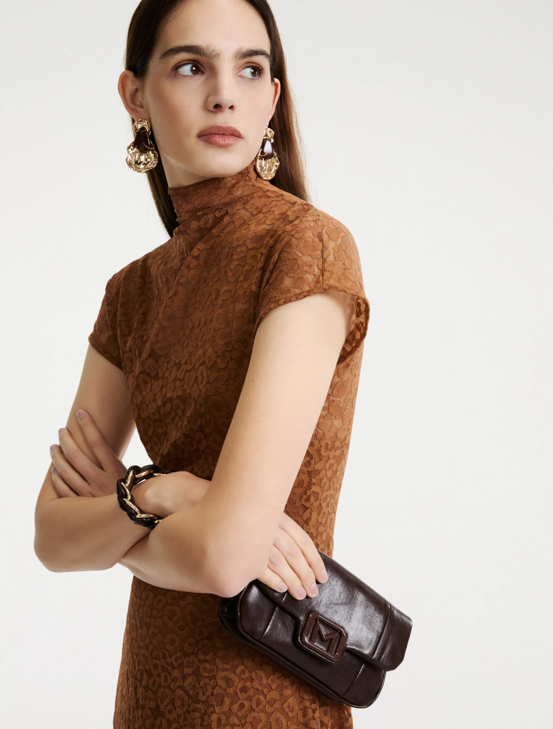 Borsa Le Muse mini in tessuto spalmato - TESTA DI MORO