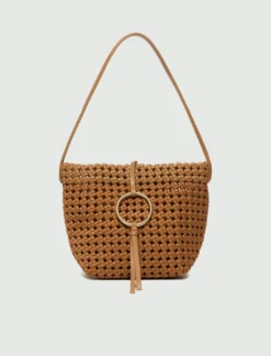 Borsa piccola in tessuto intrecciato - CUOIO