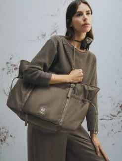 Borsa weekender con doppi manici - MARRONE