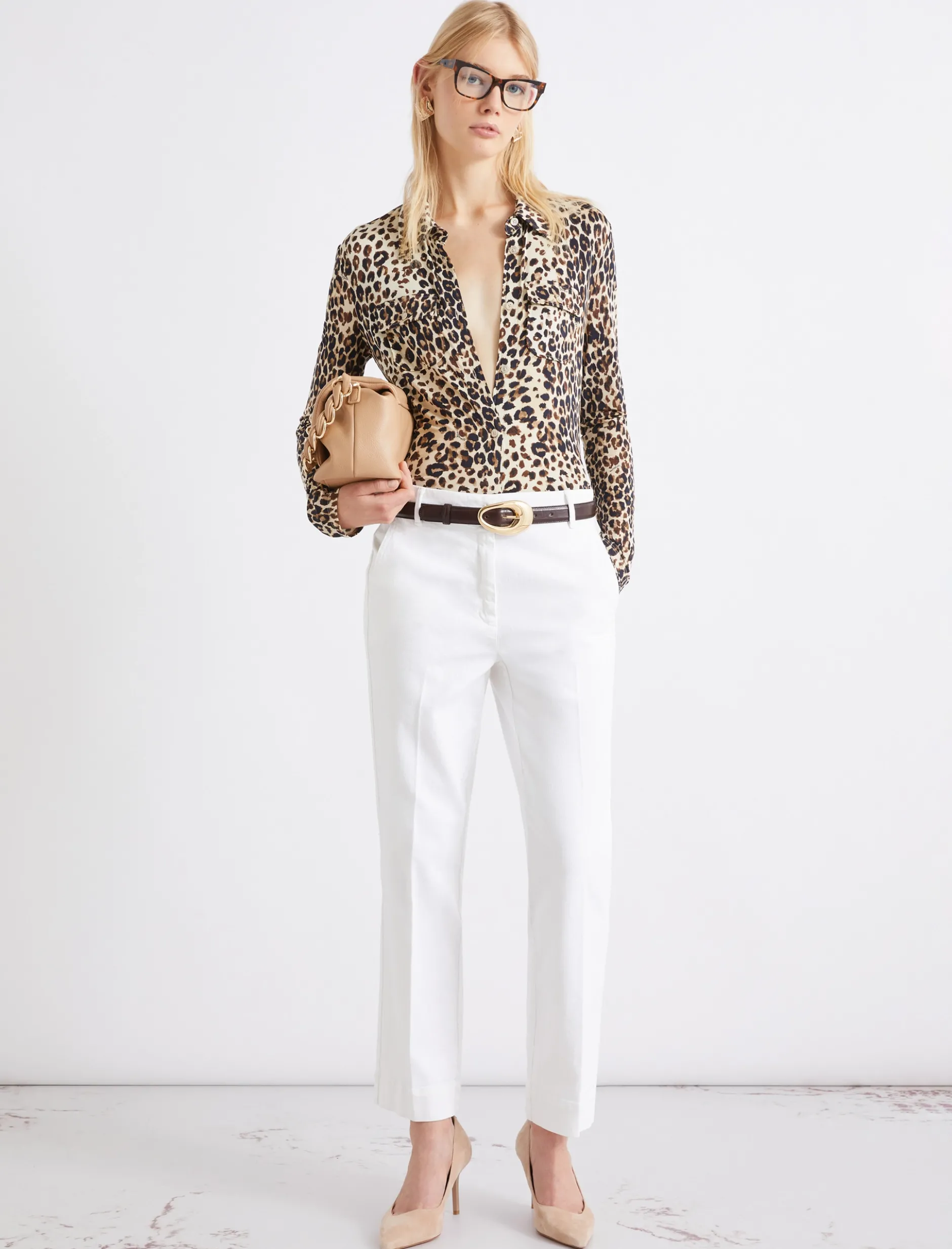 Camicia aderente in jersey - BEIGE