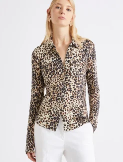 Camicia aderente in jersey - BEIGE