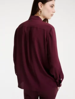 Camicia con taschini in misto seta - BORDEAUX