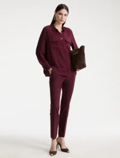 Camicia con taschini in misto seta - BORDEAUX