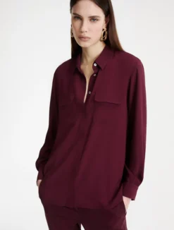 Camicia con taschini in misto seta - BORDEAUX