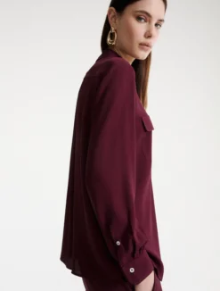Camicia con taschini in misto seta - BORDEAUX