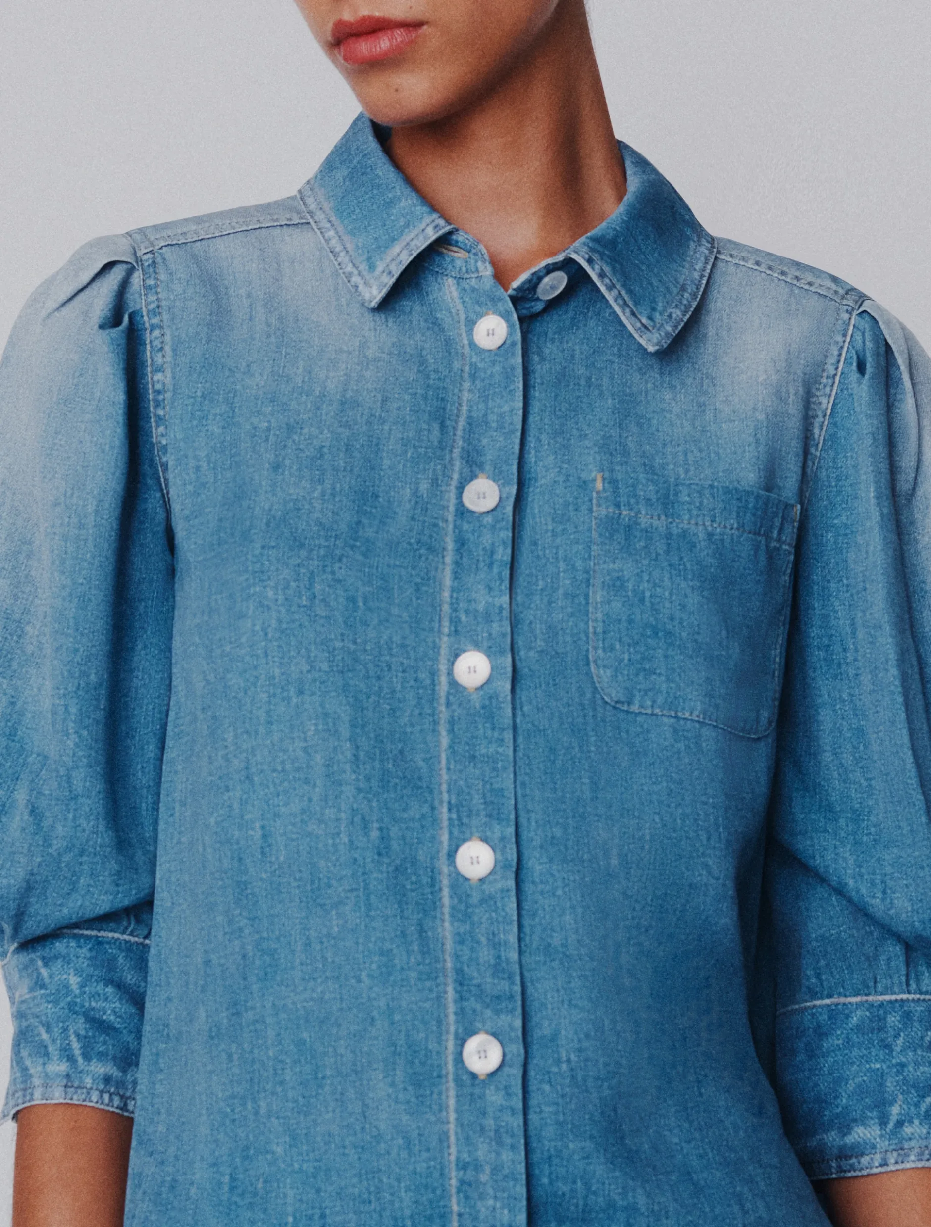 Camicia fluida in viscosa - BLU DELAVE`