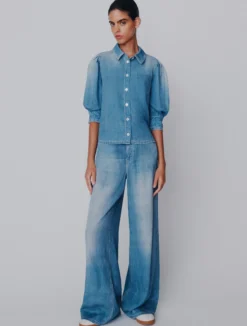 Camicia fluida in viscosa - BLU DELAVE`