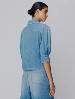 Camicia fluida in viscosa - BLU DELAVE`