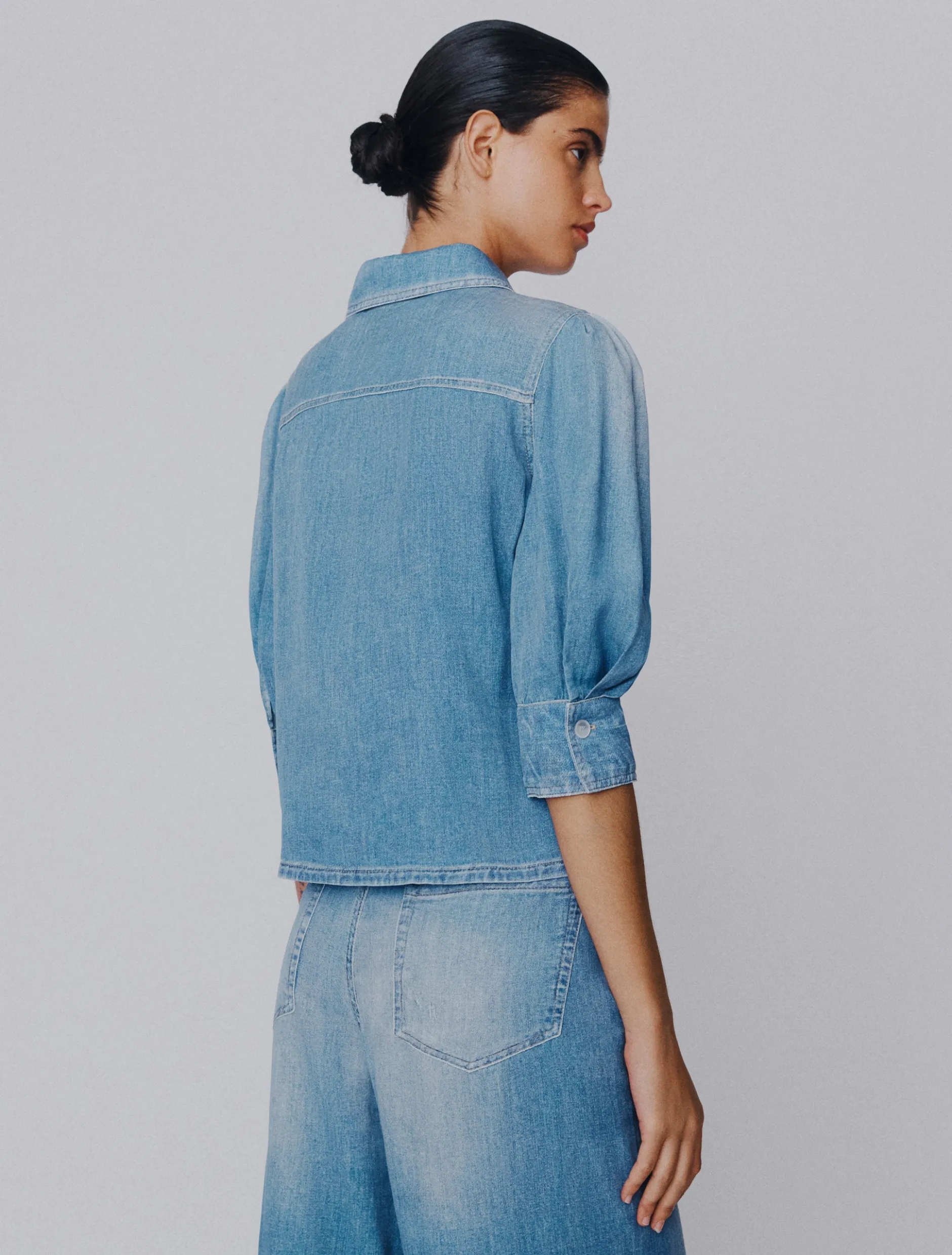 Camicia fluida in viscosa - BLU DELAVE`