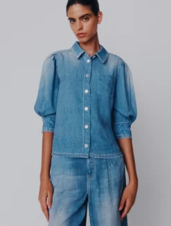 Camicia fluida in viscosa - BLU DELAVE`