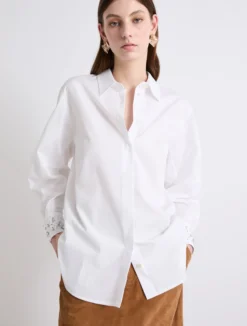 Camicia in cotone con cristalli - BIANCO OTTICO