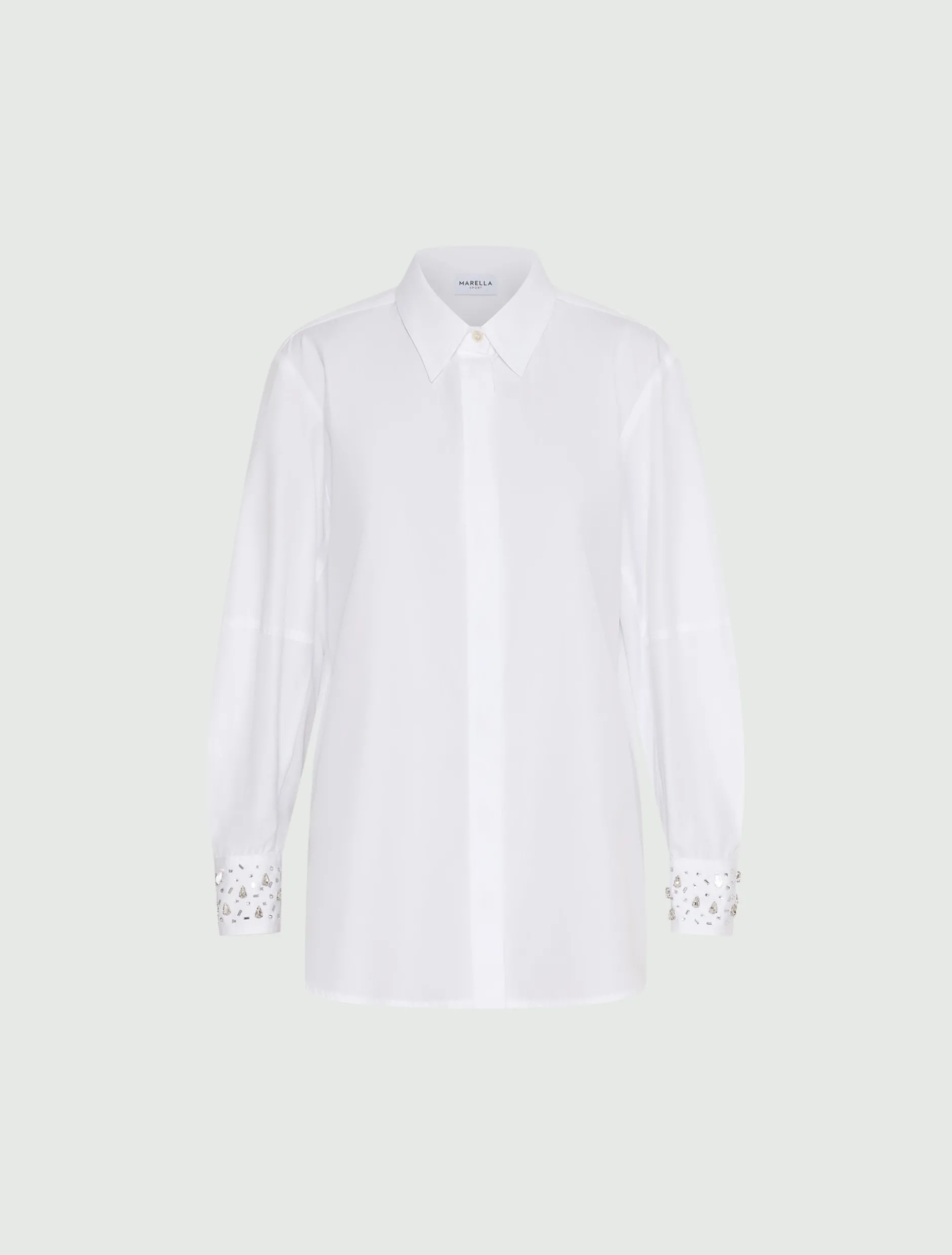 Camicia in cotone con cristalli - BIANCO OTTICO