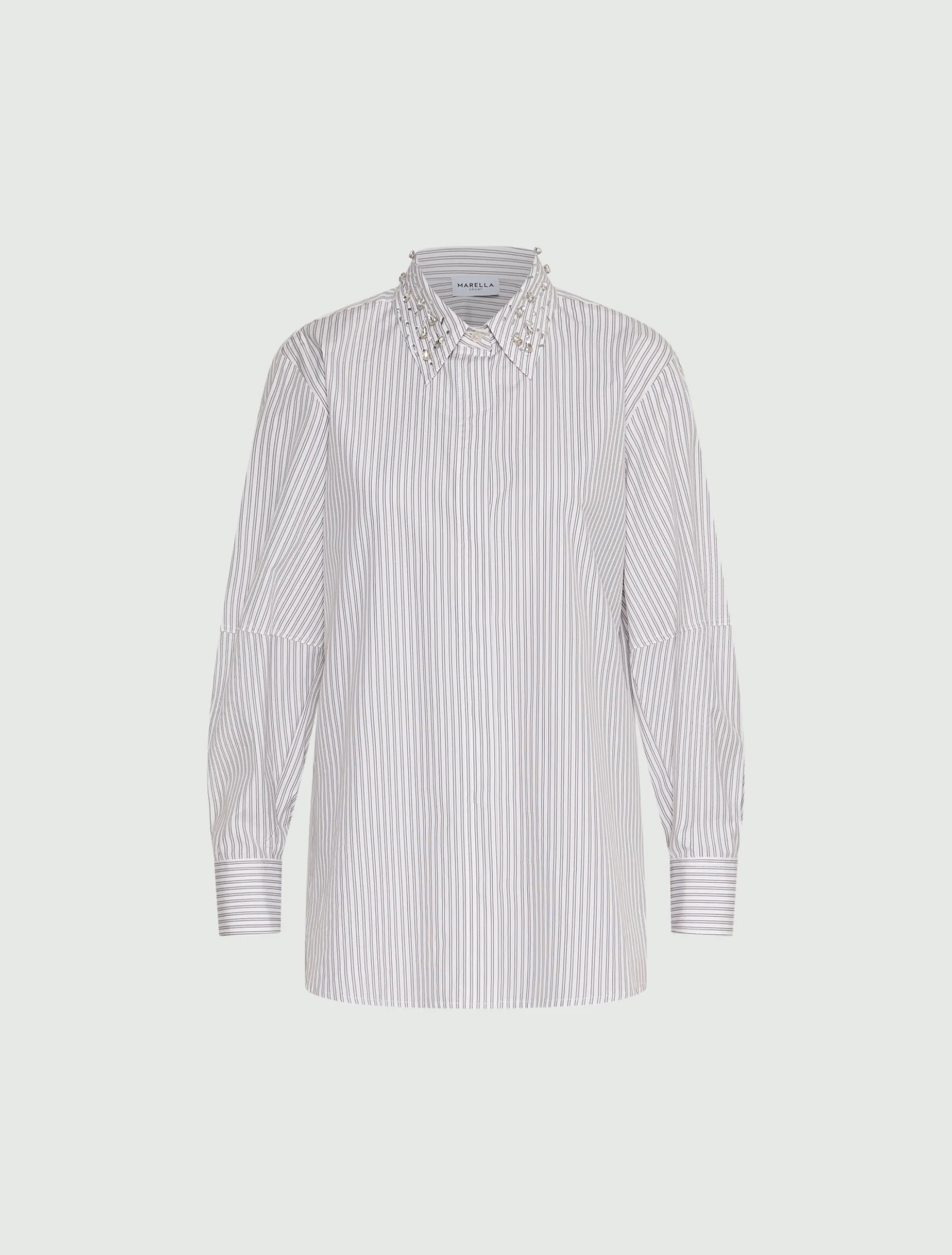 Camicia in cotone con cristalli - MARRONE