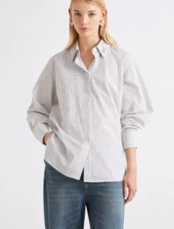Camicia in cotone con cristalli - MARRONE