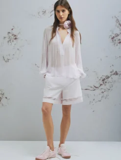 Camicia in creponne con maniche a ampie - ROSA