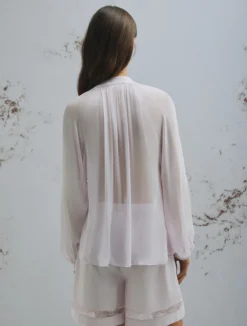 Camicia in creponne con maniche a ampie - ROSA