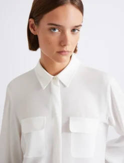 Camicia in crêpe di misto seta - BIANCO