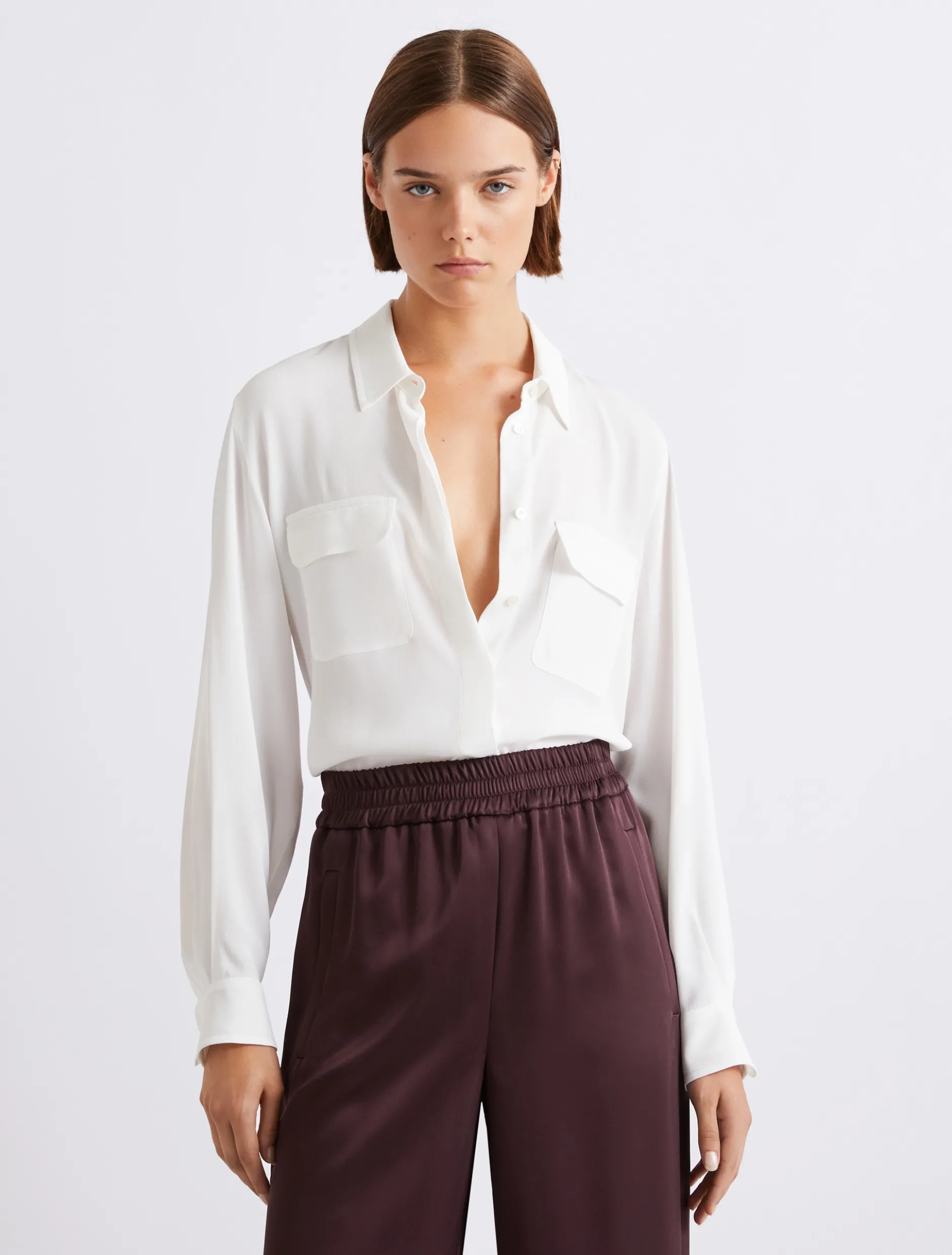 Camicia in crêpe di misto seta - BIANCO