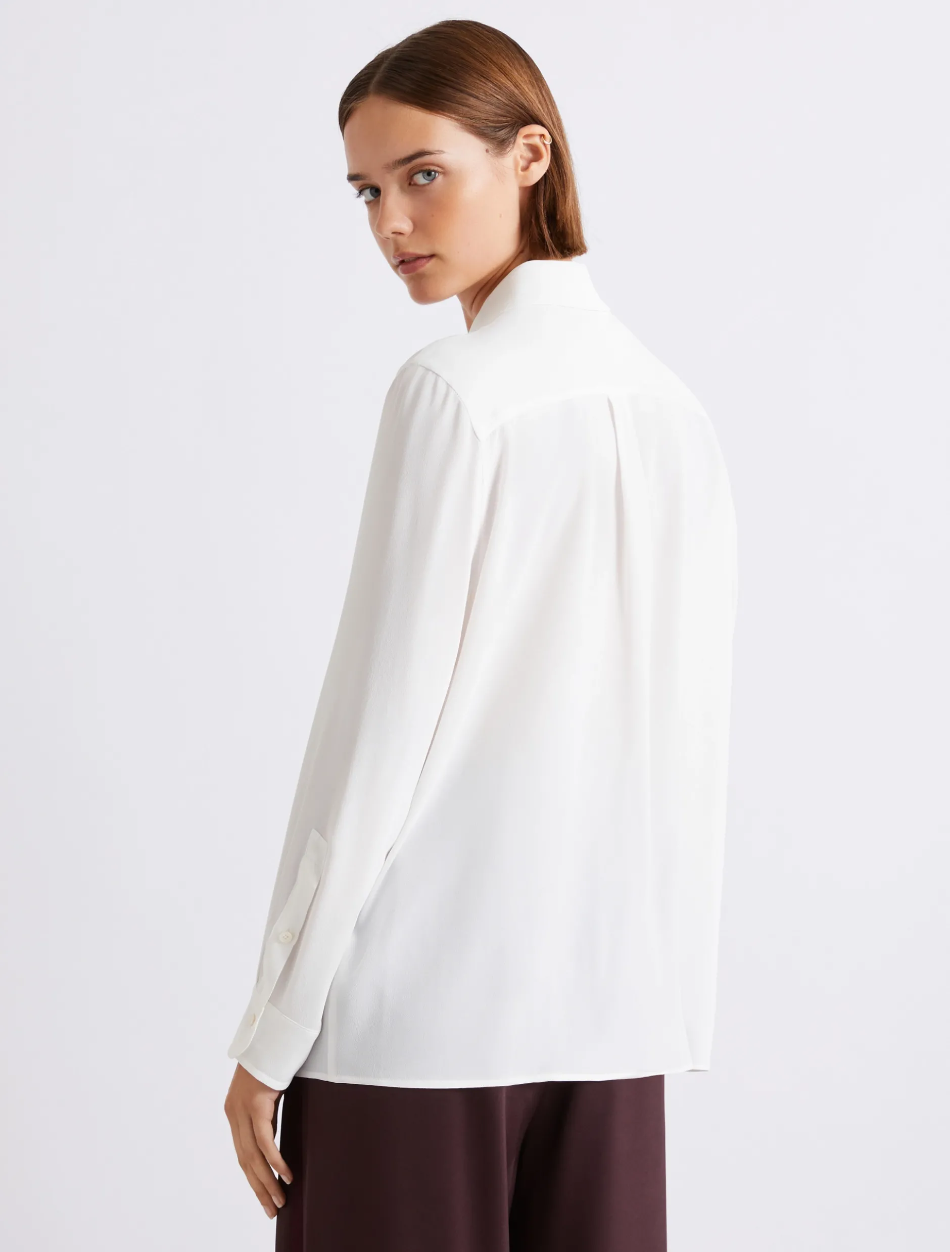 Camicia in crêpe di misto seta - BIANCO