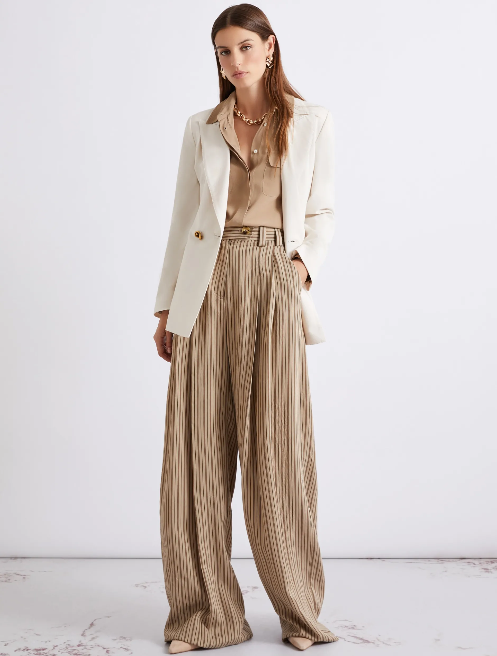 Camicia in crêpe di misto seta - NATURALE