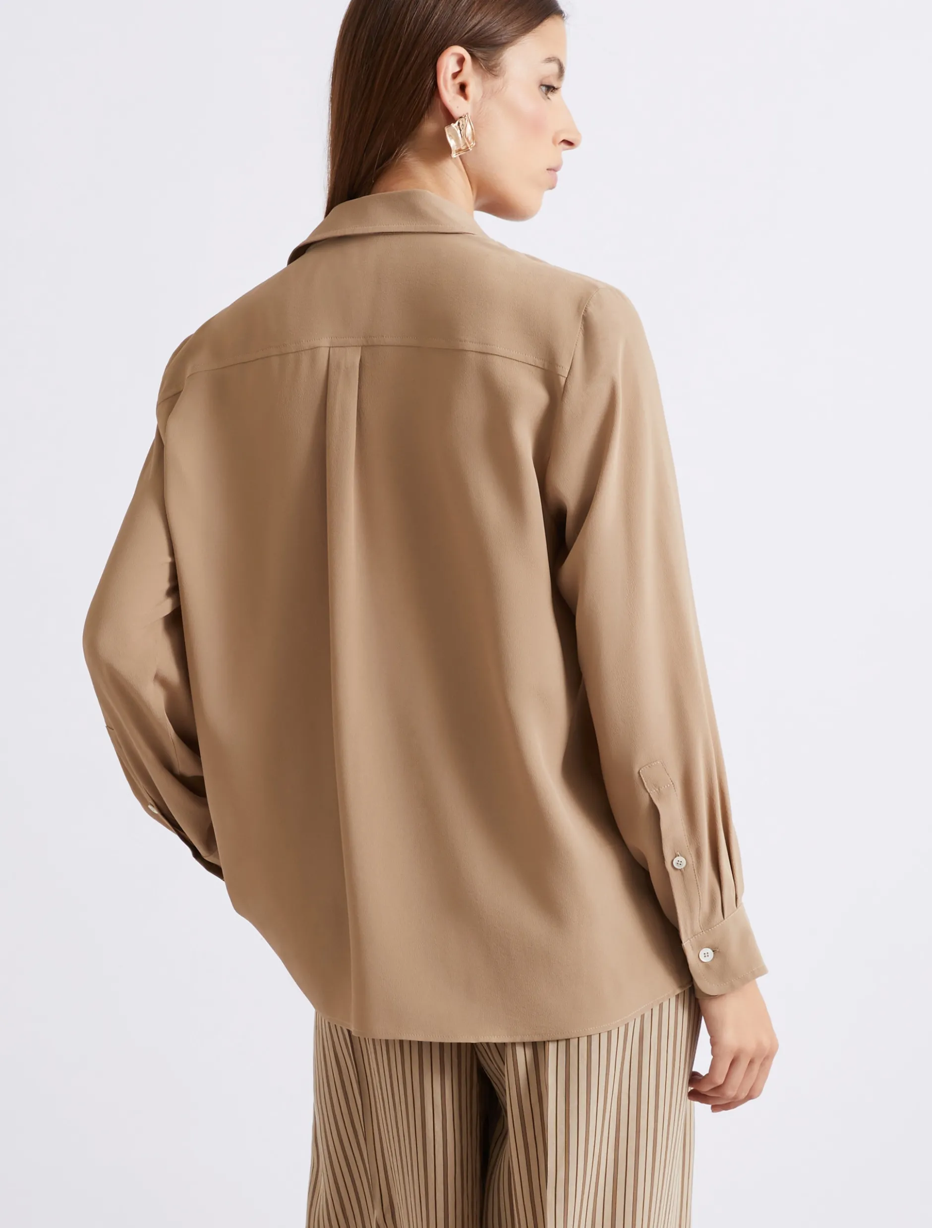 Camicia in crêpe di misto seta - NATURALE