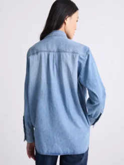 Camicia in denim con rouche - AZZURRO POLVERE
