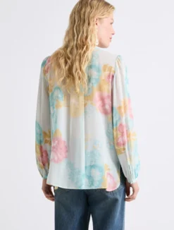 Camicia in georgette con rouche - TURCHESE