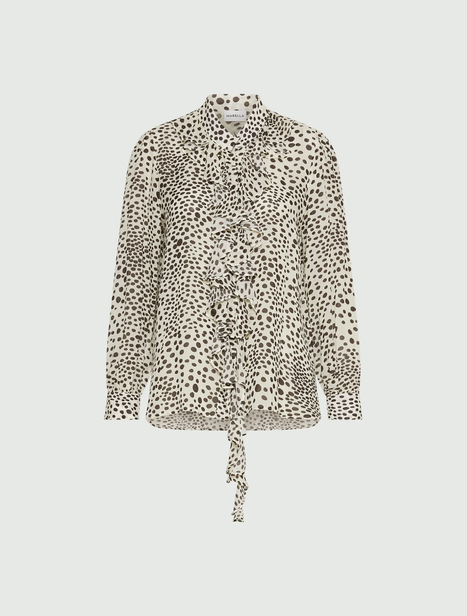 Camicia in georgette con rouche - PANNA