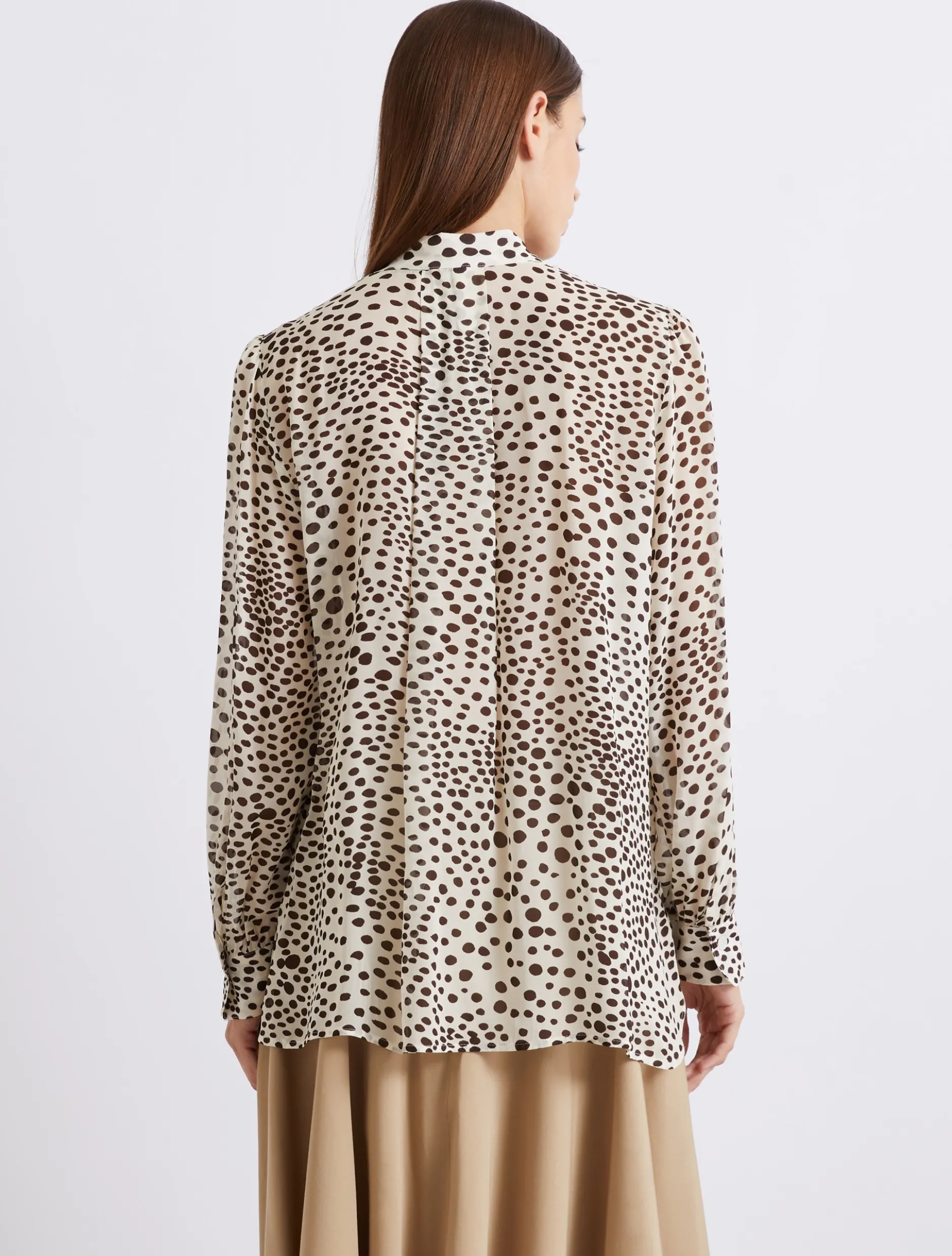 Camicia in georgette con rouche - PANNA
