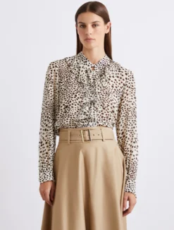 Camicia in georgette con rouche - PANNA