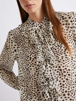 Camicia in georgette con rouche - PANNA