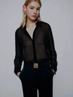 Camicia in georgette - NERO