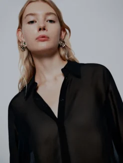 Camicia in georgette - NERO