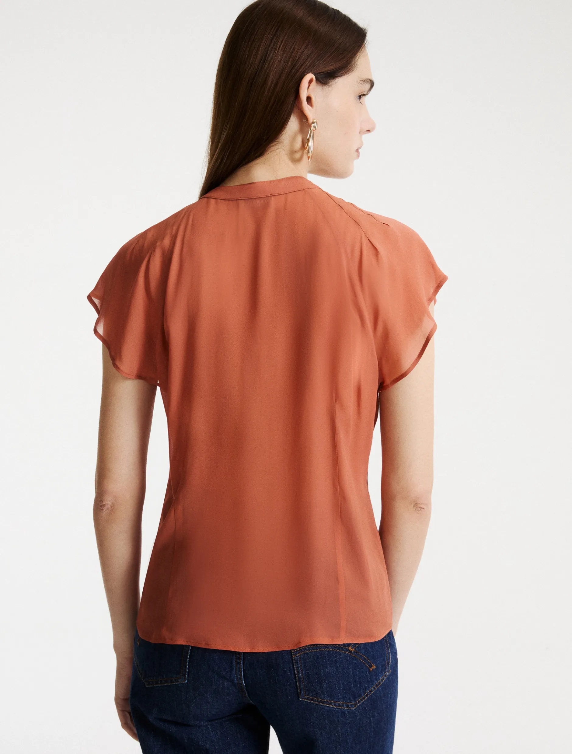 Camicia in georgette - TERRACOTTA