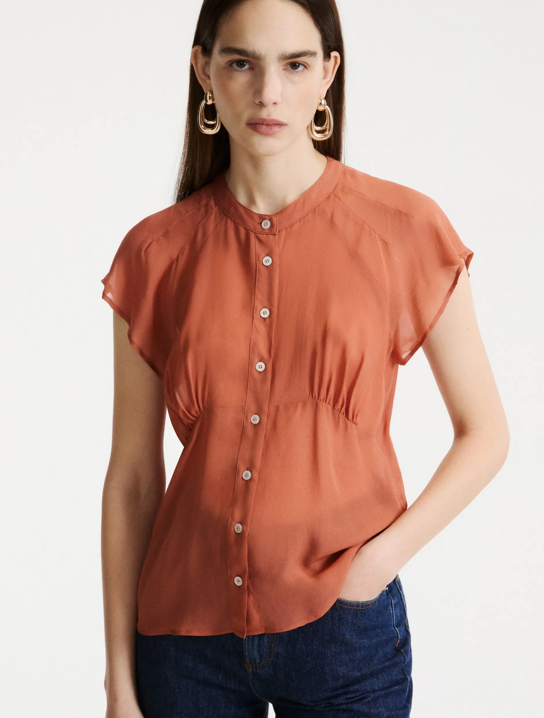 Camicia in georgette - TERRACOTTA
