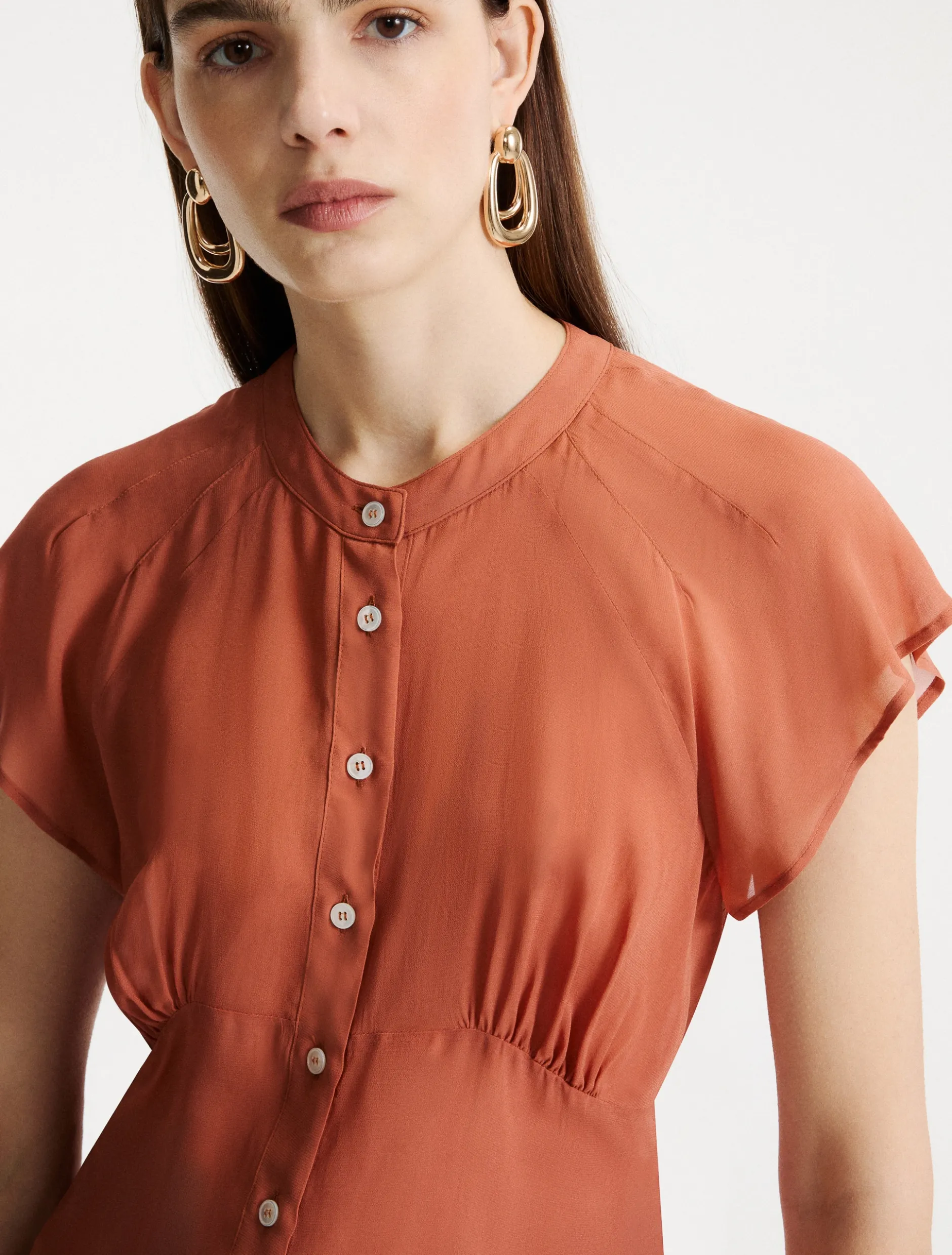 Camicia in georgette - TERRACOTTA