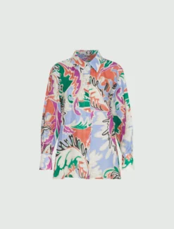 Camicia in lino stampato - ARANCIO