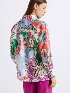 Camicia in lino stampato - ARANCIO