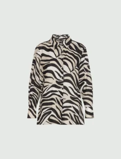 Camicia in lino stampato - NERO