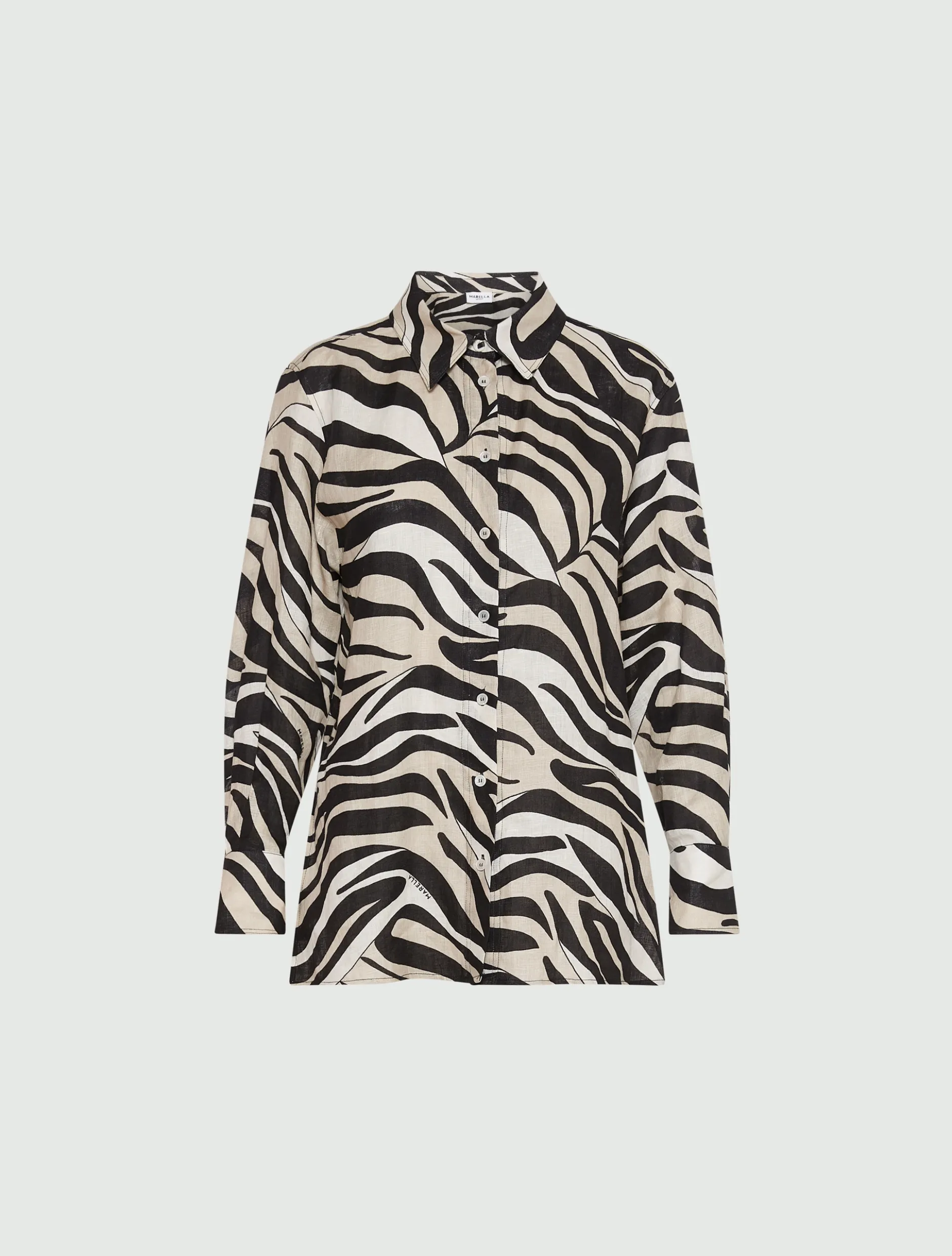 Camicia in lino stampato - NERO