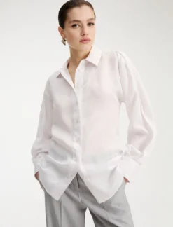 Camicia in misto seta - BIANCO