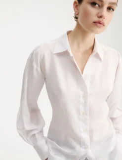 Camicia in misto seta - BIANCO