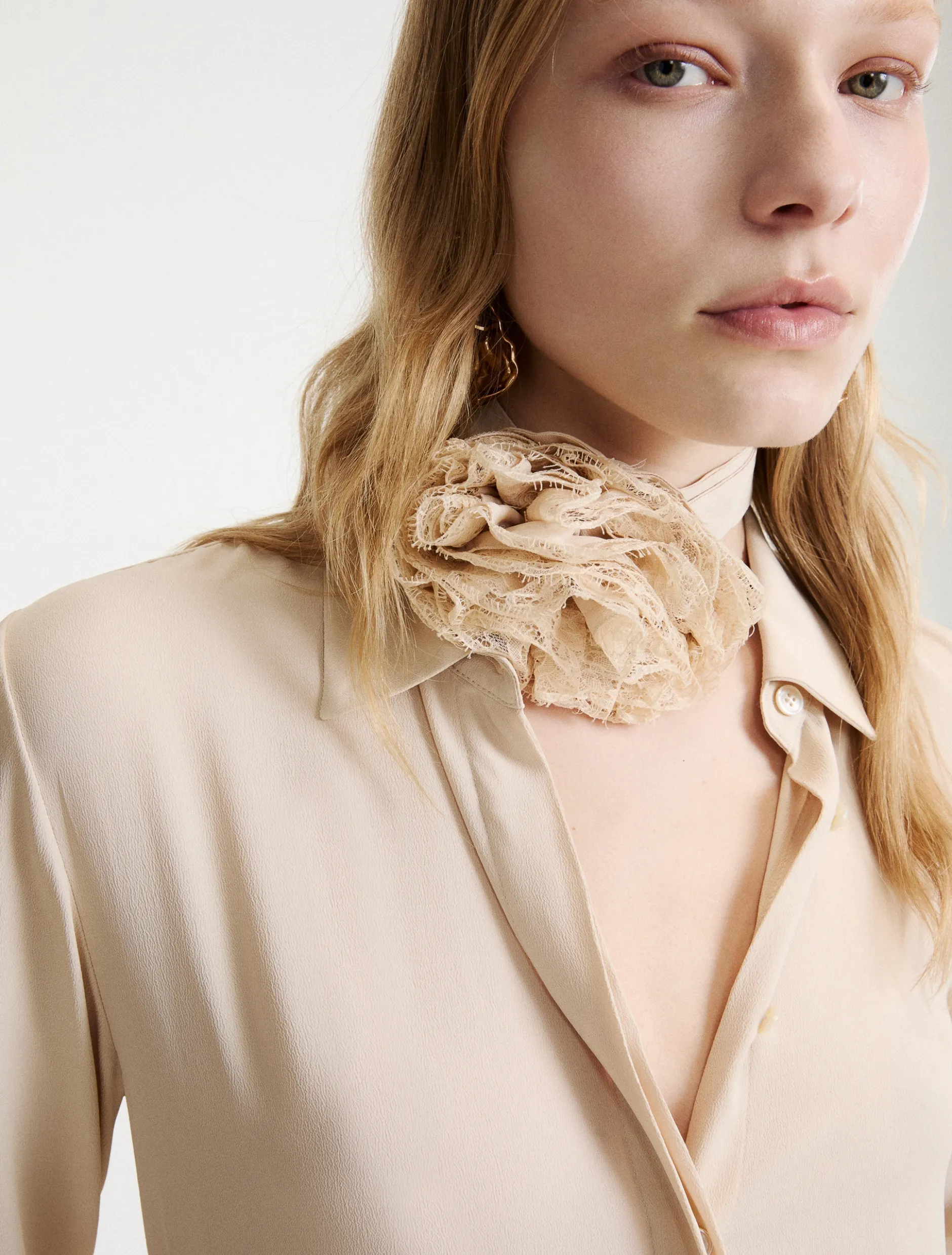 Camicia in misto seta - SABBIA