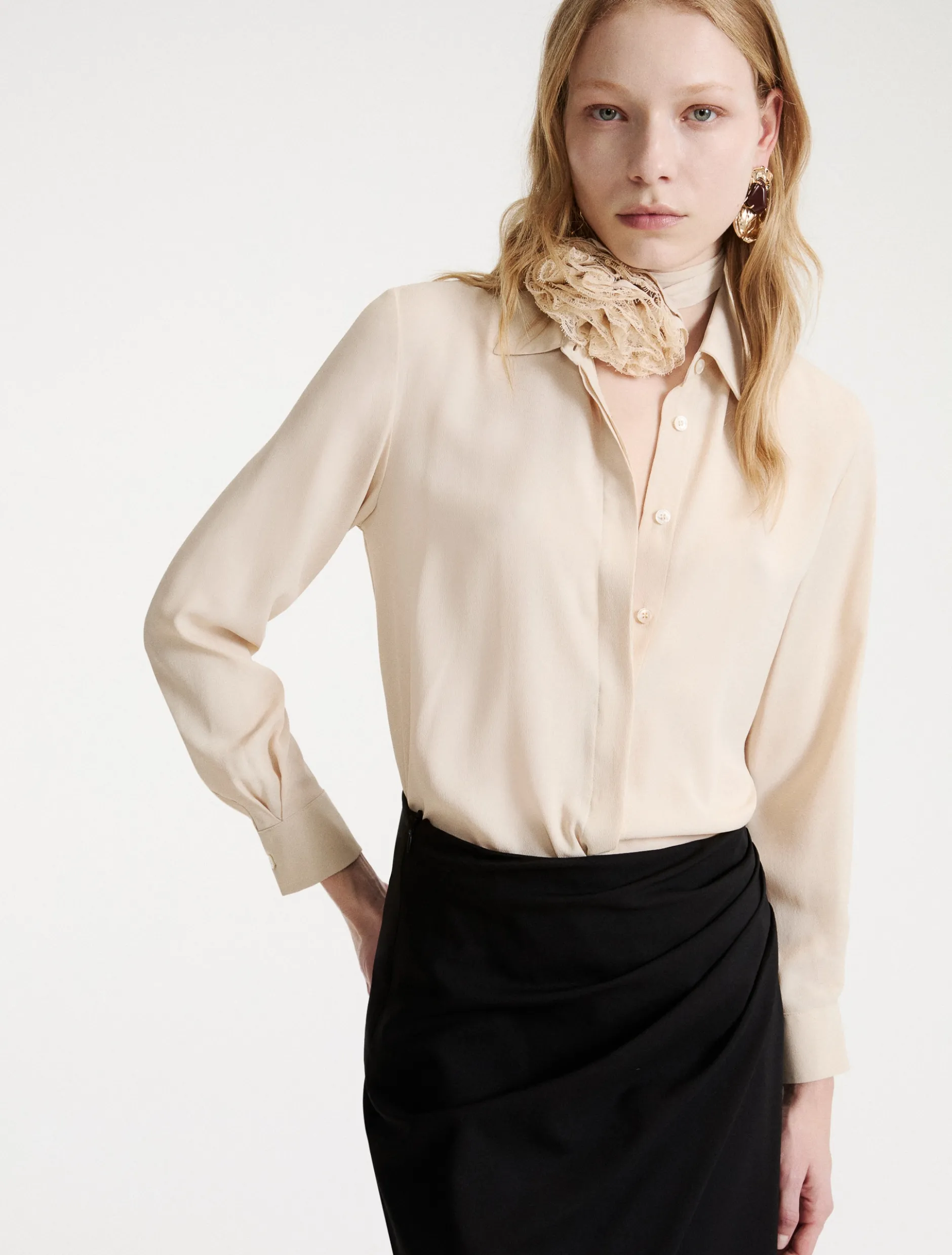 Camicia in misto seta - SABBIA