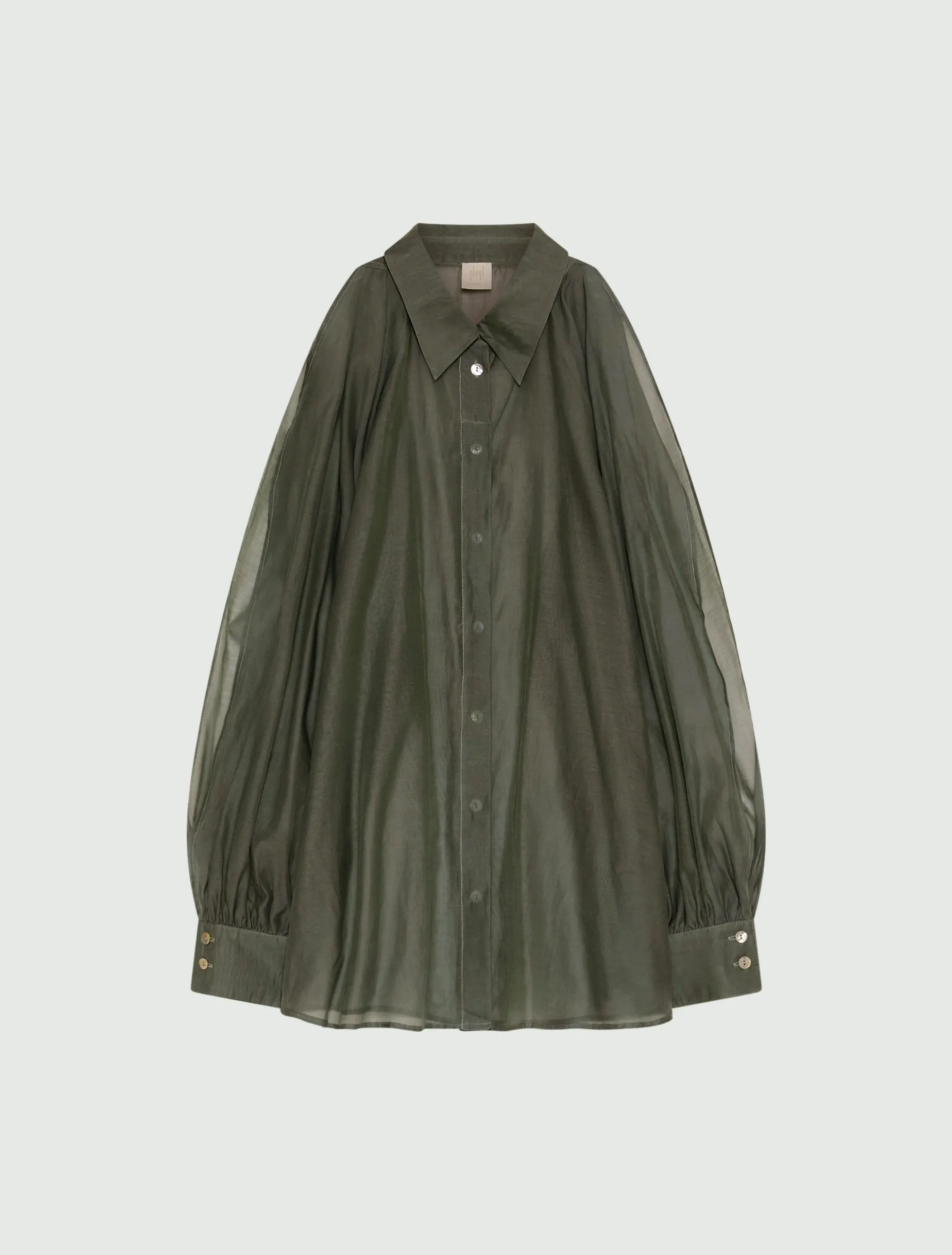 Camicia in mussola di cotone e seta - VERDE