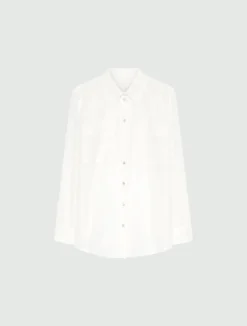 Camicia in mussola di cotone e seta organzata - BIANCO LANA