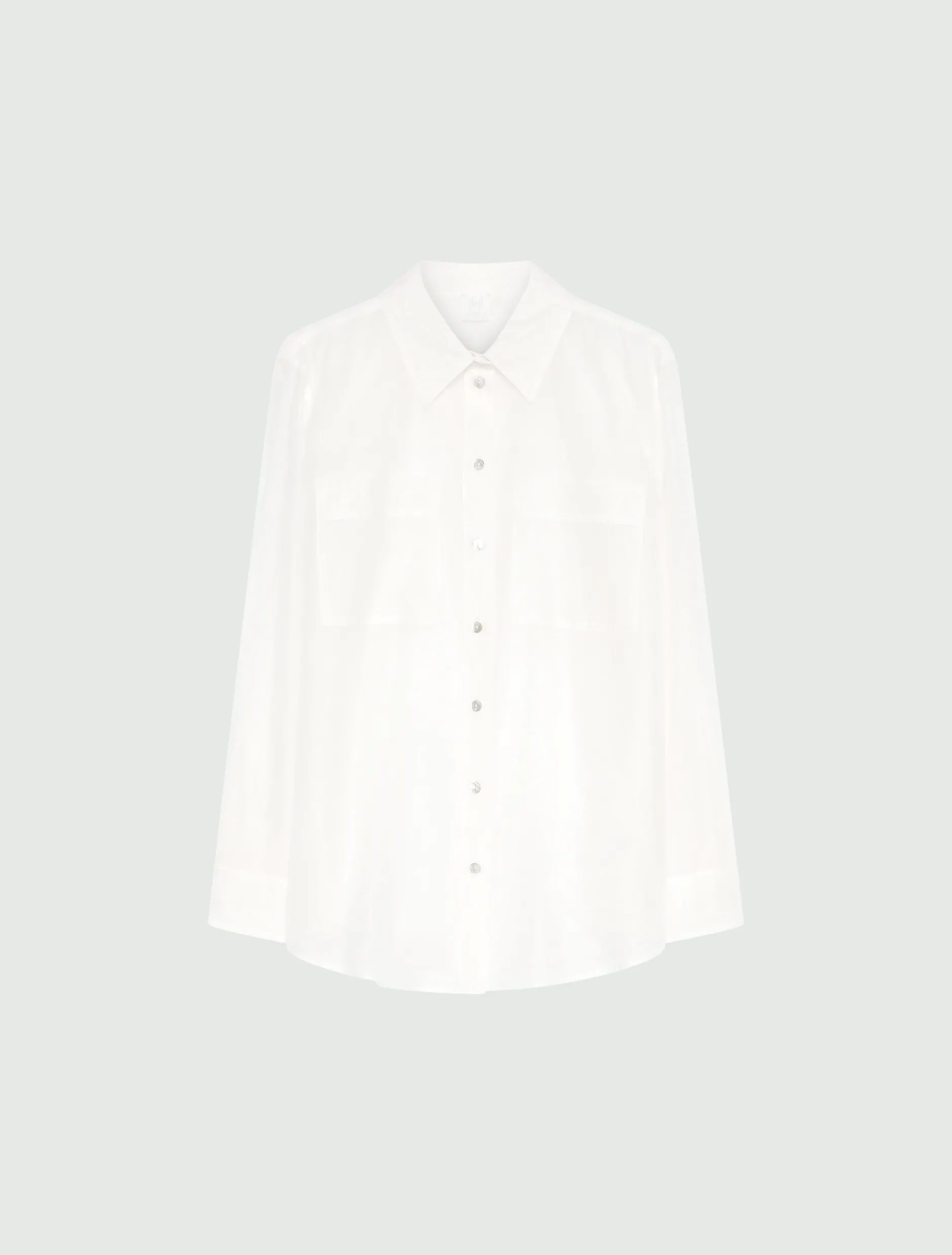 Camicia in mussola di cotone e seta organzata - BIANCO LANA