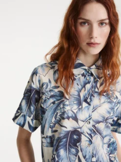 Camicia in mussola stampata - Azzurro